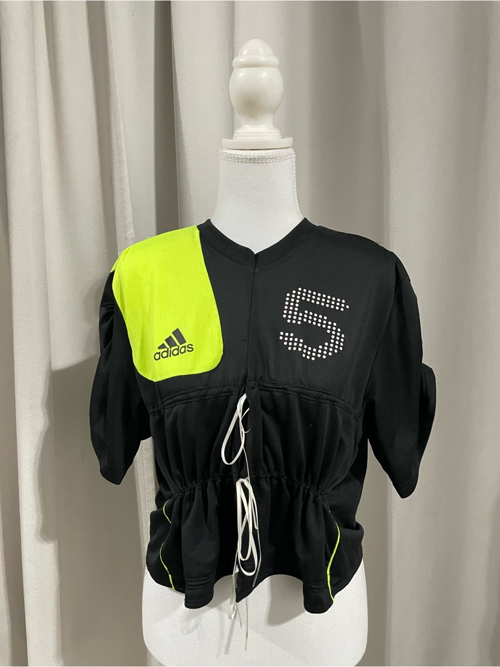 adidas Black & Neon Green Cinched Sport Top
